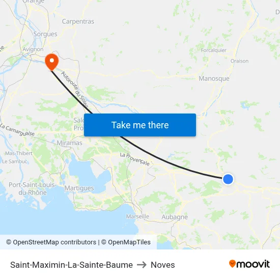 Saint-Maximin-La-Sainte-Baume to Noves map