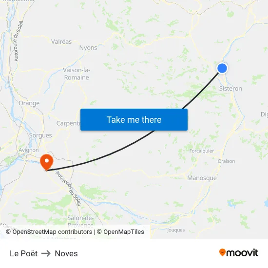 Le Poët to Noves map