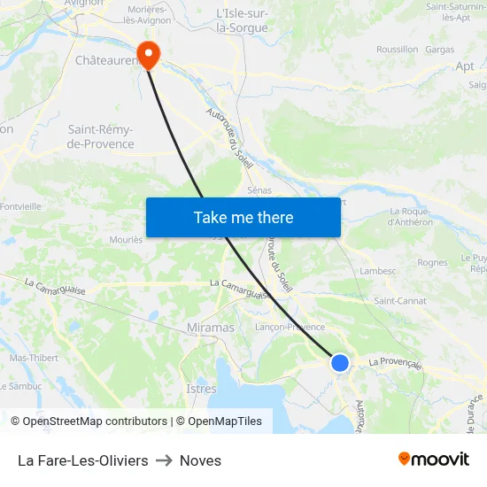 La Fare-Les-Oliviers to Noves map