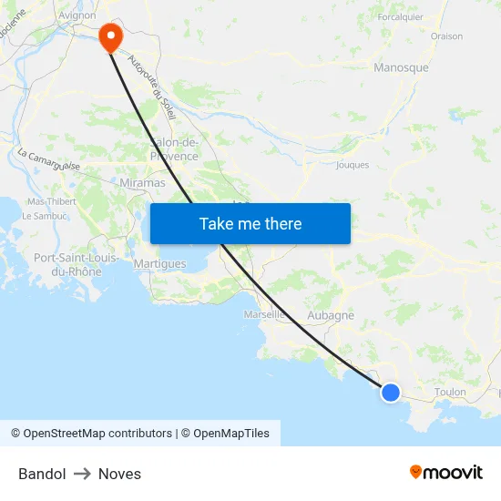 Bandol to Noves map