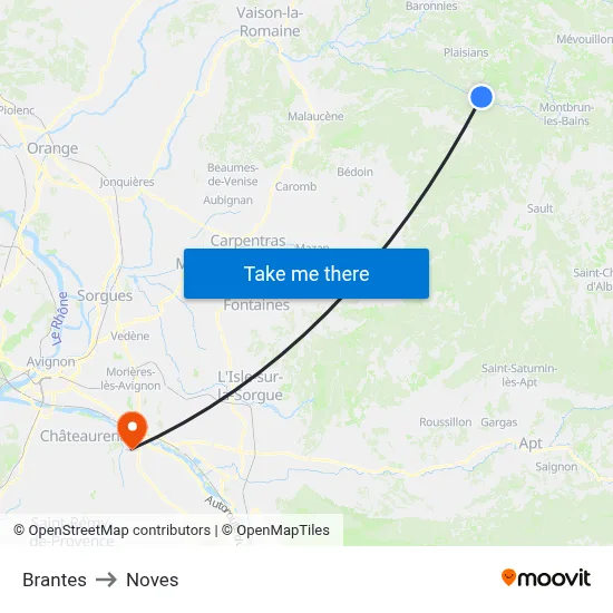 Brantes to Noves map