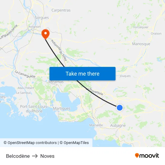 Belcodène to Noves map