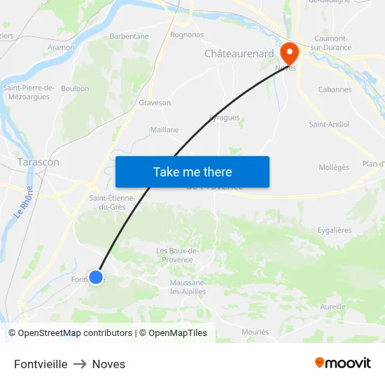 Fontvieille to Noves map