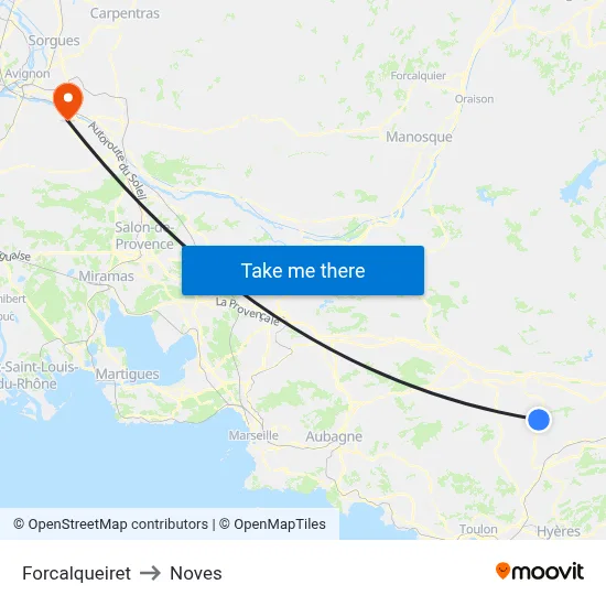 Forcalqueiret to Noves map