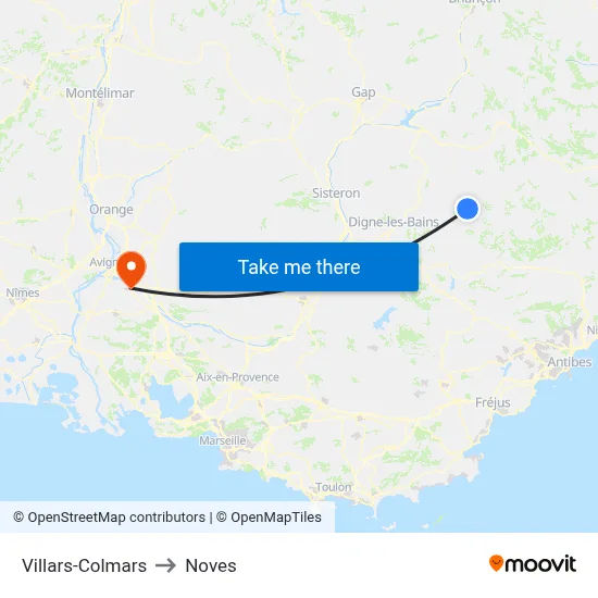 Villars-Colmars to Noves map