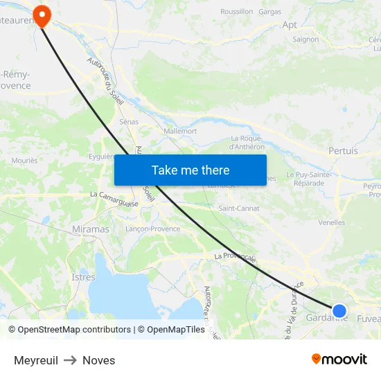 Meyreuil to Noves map