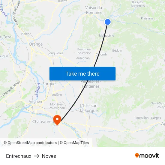 Entrechaux to Noves map