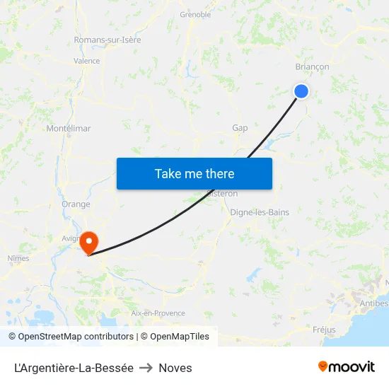 L'Argentière-La-Bessée to Noves map