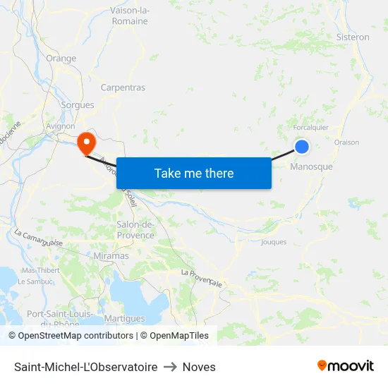 Saint-Michel-L'Observatoire to Noves map