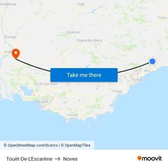 Touët-De-L'Escarène to Noves map