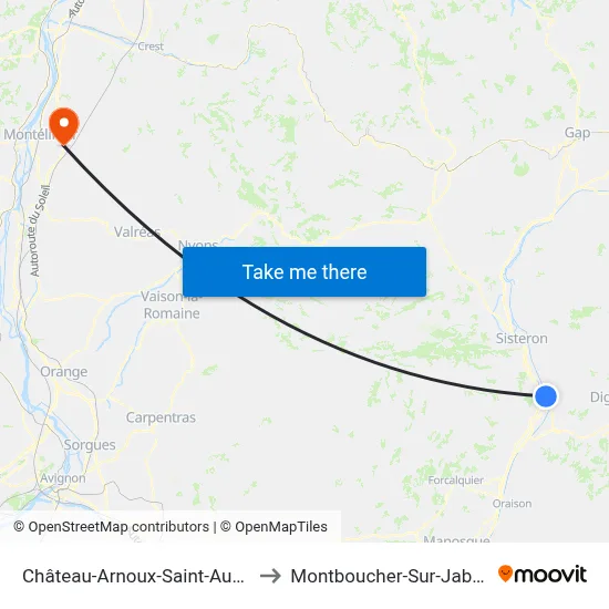 Château-Arnoux-Saint-Auban to Montboucher-Sur-Jabron map