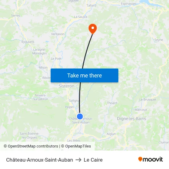 Château-Arnoux-Saint-Auban to Le Caire map