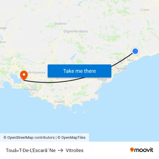 Touã«T-De-L'Escarã¨Ne to Vitrolles map