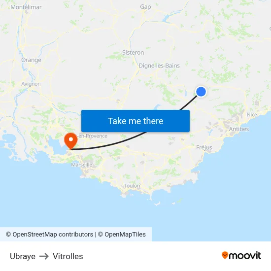 Ubraye to Vitrolles map