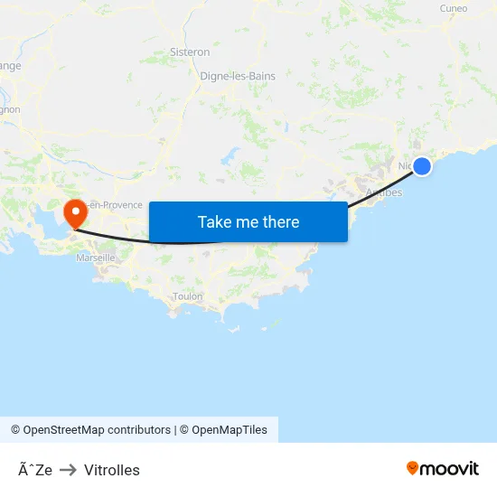 ÃˆZe to Vitrolles map