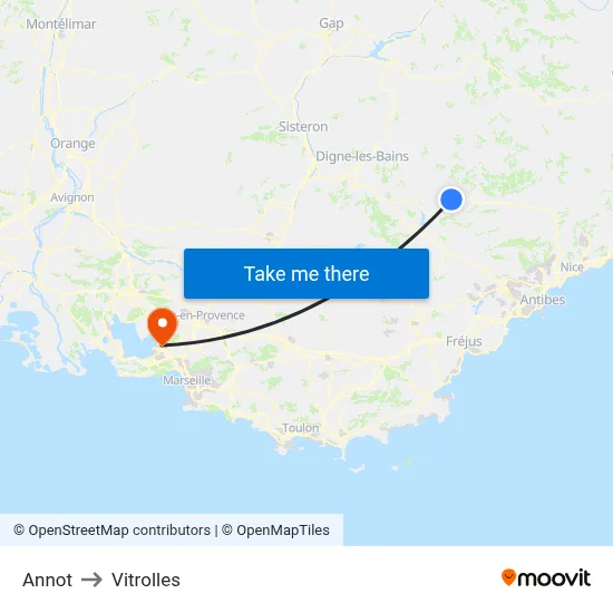 Annot to Vitrolles map