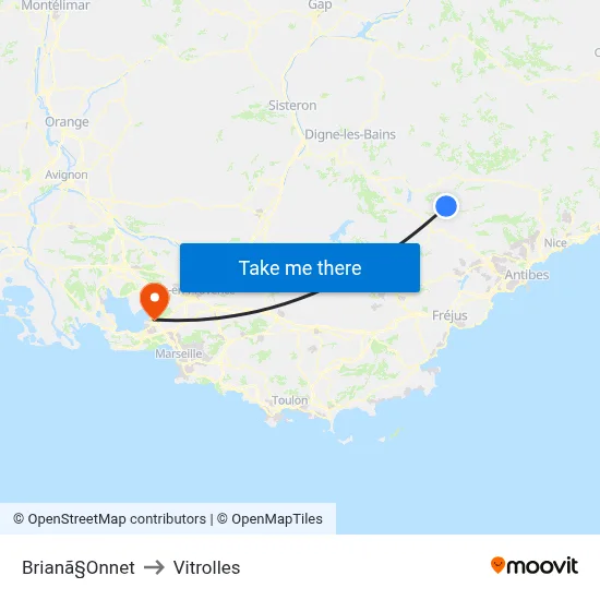Brianã§Onnet to Vitrolles map