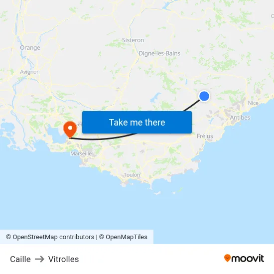 Caille to Vitrolles map