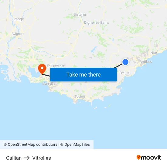 Callian to Vitrolles map