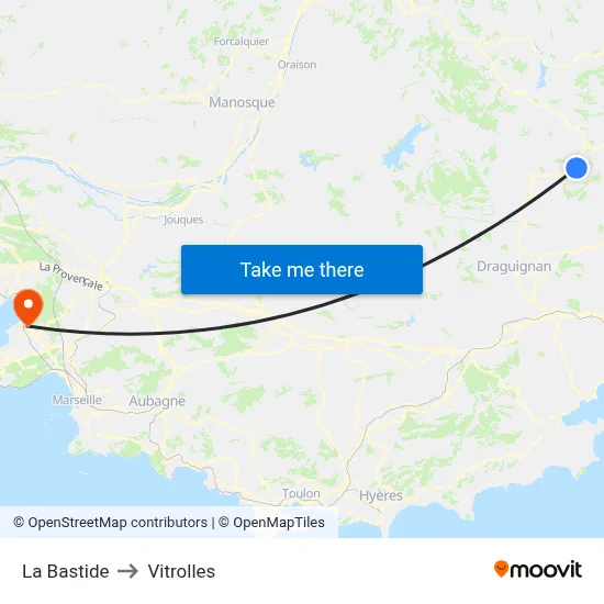 La Bastide to Vitrolles map
