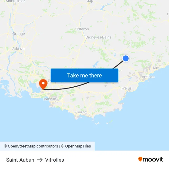 Saint-Auban to Vitrolles map