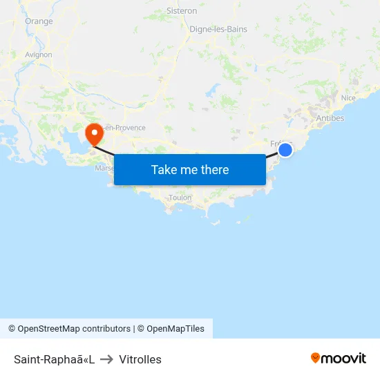 Saint-Raphaã«L to Vitrolles map