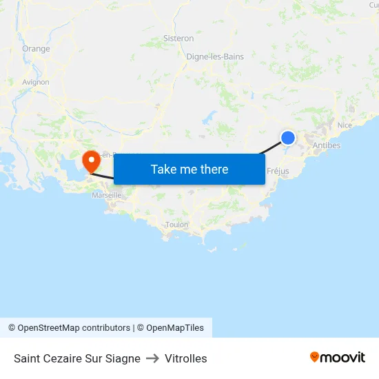 Saint Cezaire Sur Siagne to Vitrolles map