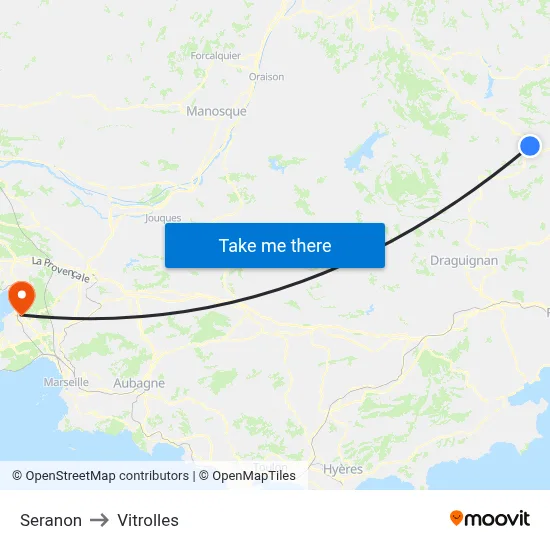 Seranon to Vitrolles map