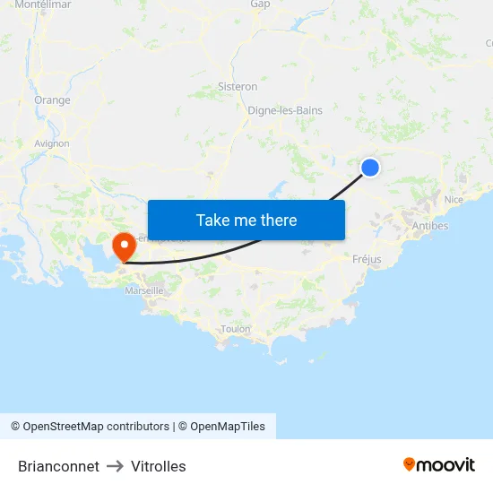 Brianconnet to Vitrolles map