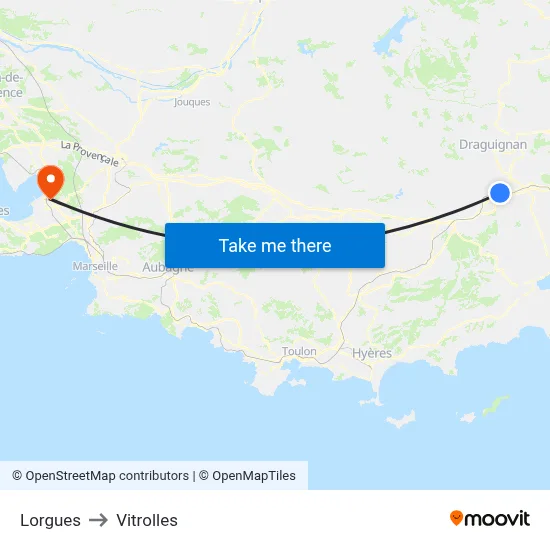 Lorgues to Vitrolles map