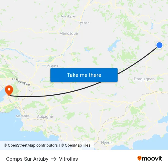 Comps-Sur-Artuby to Vitrolles map