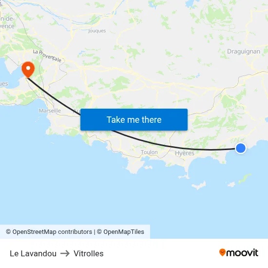 Le Lavandou to Vitrolles map
