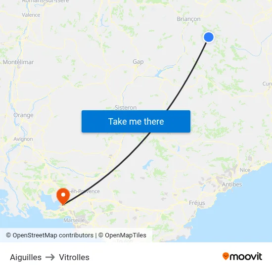 Aiguilles to Vitrolles map
