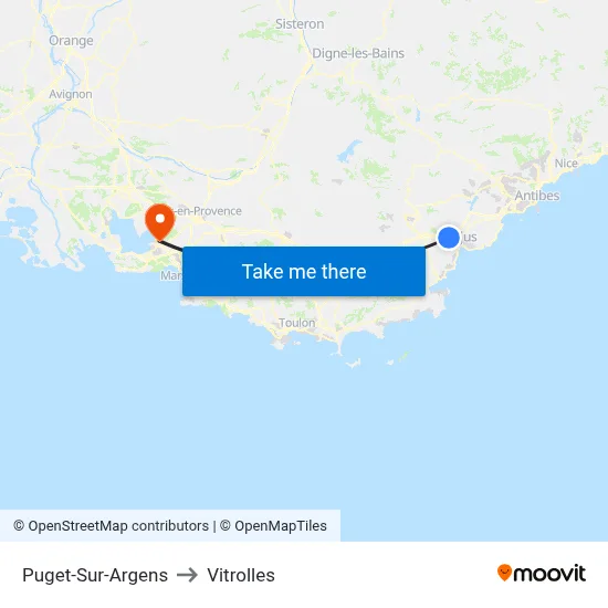 Puget-Sur-Argens to Vitrolles map