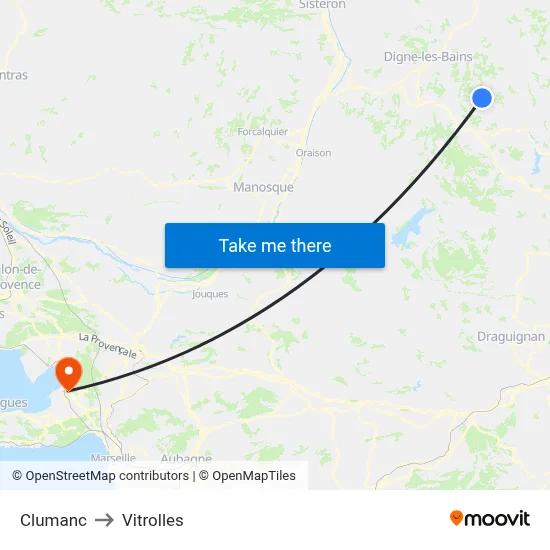 Clumanc to Vitrolles map