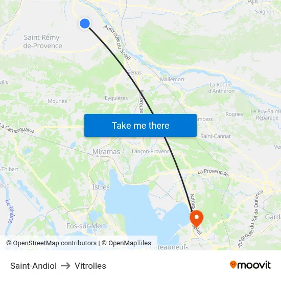 Saint-Andiol to Vitrolles map
