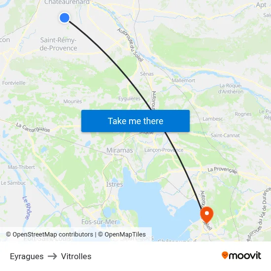 Eyragues to Vitrolles map