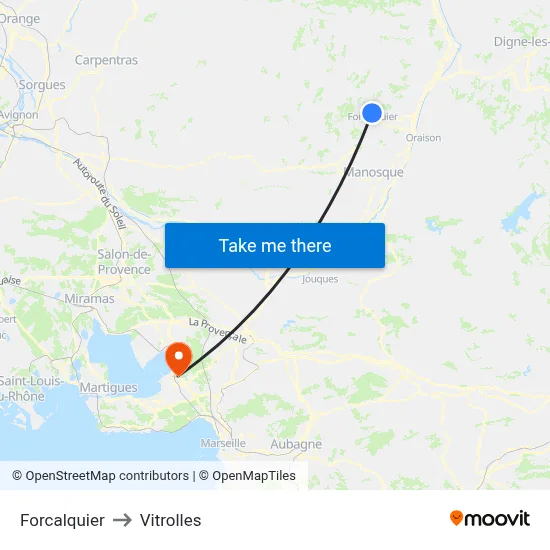 Forcalquier to Vitrolles map