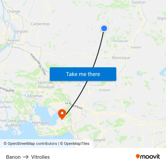 Banon to Vitrolles map