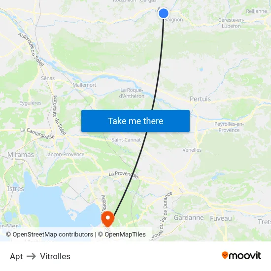 Apt to Vitrolles map