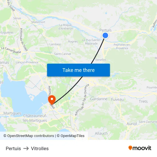 Pertuis to Vitrolles map