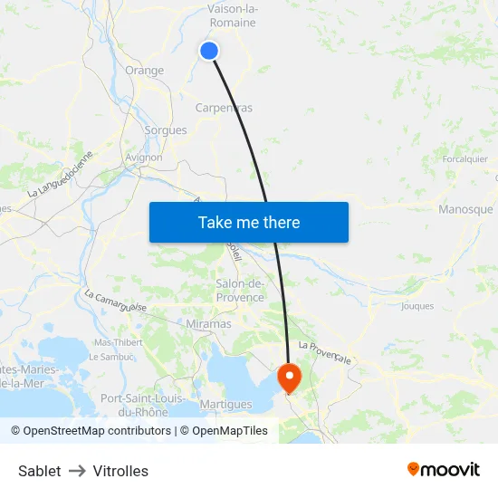 Sablet to Vitrolles map