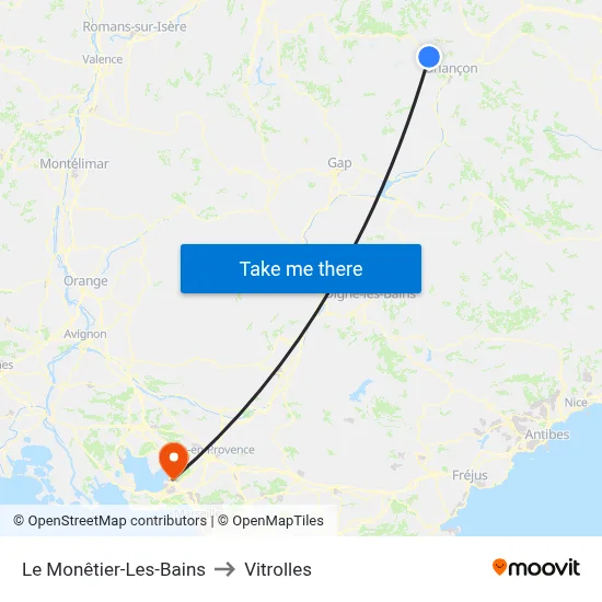 Le Monêtier-Les-Bains to Vitrolles map