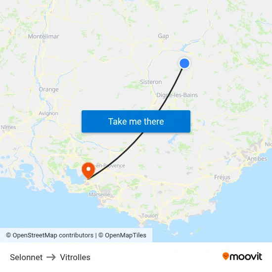 Selonnet to Vitrolles map