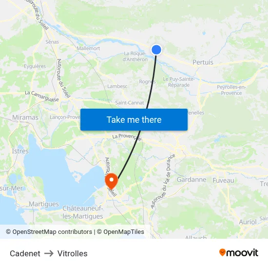 Cadenet to Vitrolles map