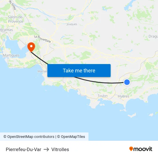 Pierrefeu-Du-Var to Vitrolles map