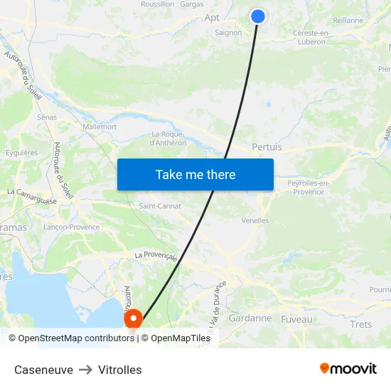 Caseneuve to Vitrolles map