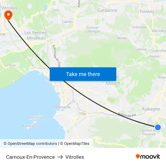 Carnoux-En-Provence to Vitrolles map