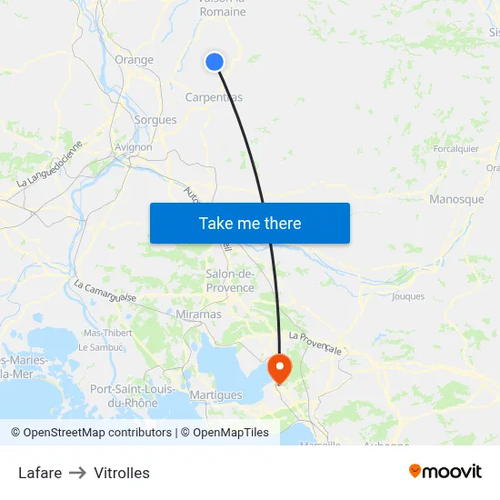 Lafare to Vitrolles map