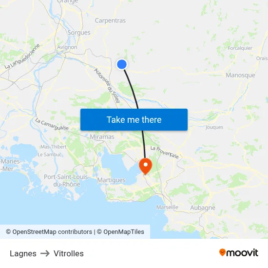 Lagnes to Vitrolles map